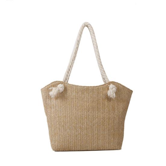 Women Straw Shoulder Bag Large Capacity Tote Bag Zipper Closure Casual Beach Bag for Daily Outings Travel Vacation Work