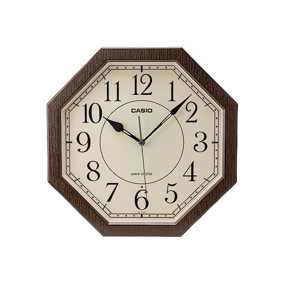 CASIO Wall Clock, Wall Clock, Radio Clock, Wood Grain, Step Second Hand, Second Hand Stops At Night, Dark Brown, Japanese Room IQ-1023J-5JF
