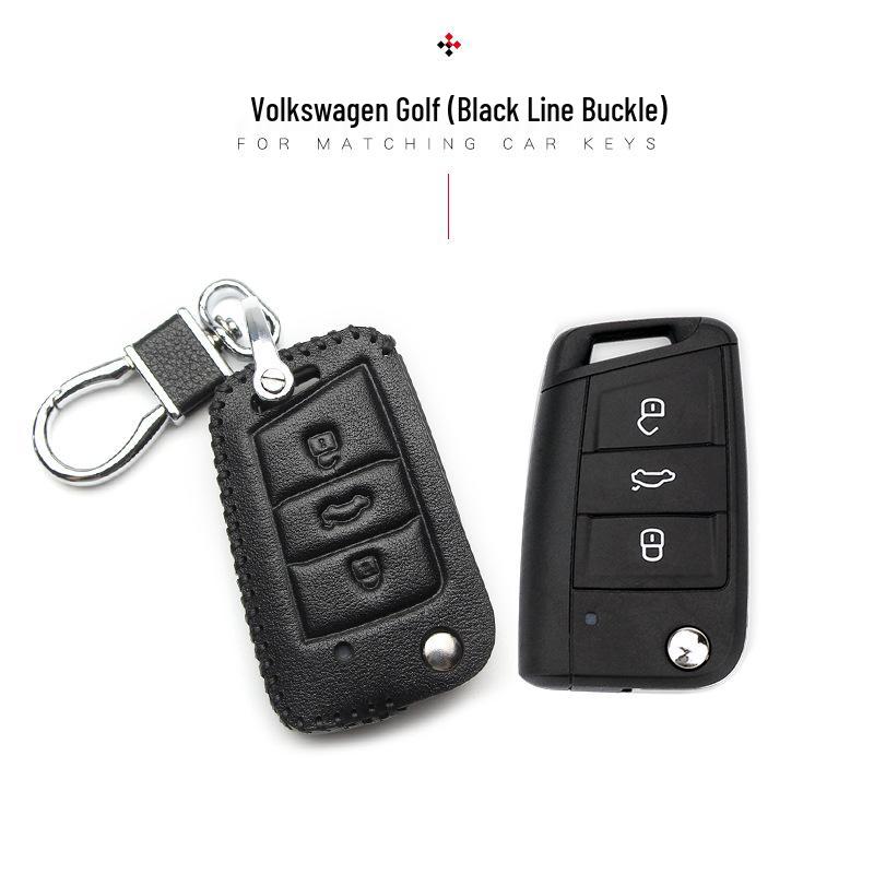 Key Case for Volkswagen: Compatible with 2017+ Magotan, Golf B8, Passat, Tiguan, Lavida, Bora - Genuine Leather