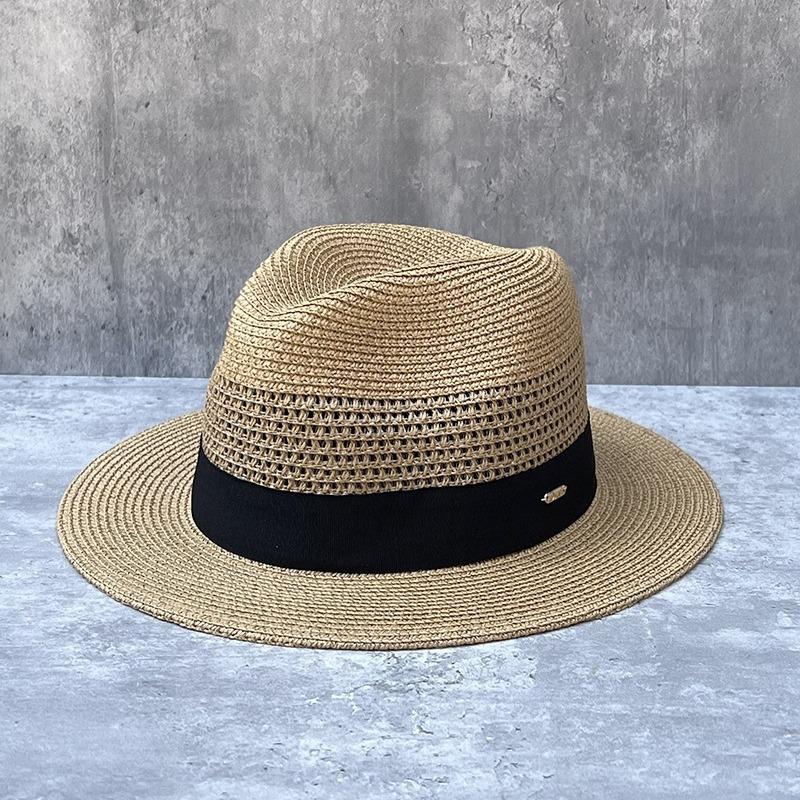 Straw Hollow Panama Straw Hat Men And Women Summer Seaside Vacation Beach Hat Jazz Hat Sun Visor Top Hat