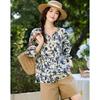 Demana Floral Print Tie-Neck 3/4 Sleeve Cotton Blouse
