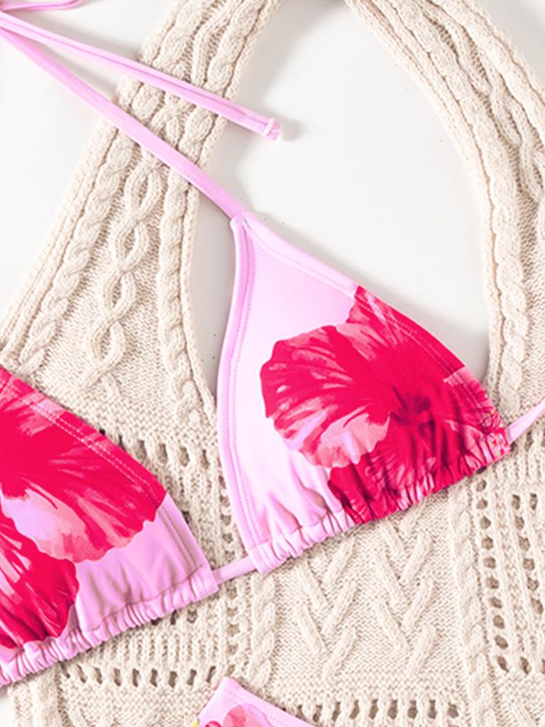 Bedruckter Bikini zum Binden Dreieck Sexy Bikini geteilter Badeanzug für Frauen