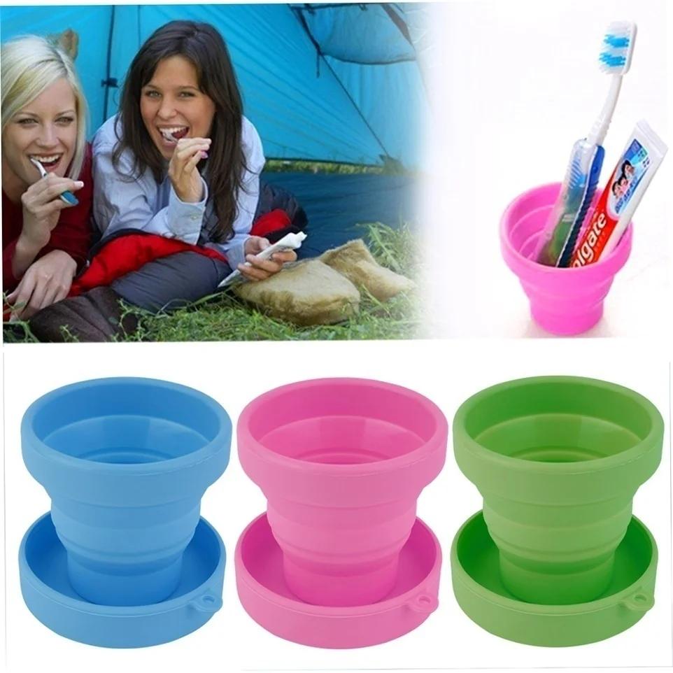 Easy To Carry Silicone Telescopic Drinking Water Folding Cup Travel Camping Bathroom Water Cup