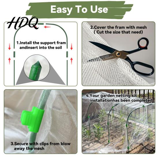 Set Rinforzato di Archi da Giardino Kit Rete per Aiuole Rialzate Copertura Fine per File Tunnel di Crescita Rete di Esclusione Piccoli Animali con Archi Clip Insetti