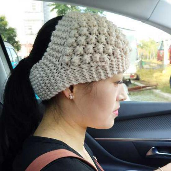 Women's Autumn/Winter Korean Knitted Wide-Brim Headband: Warm Wool Headgear with Flower for Hair & Head Protection