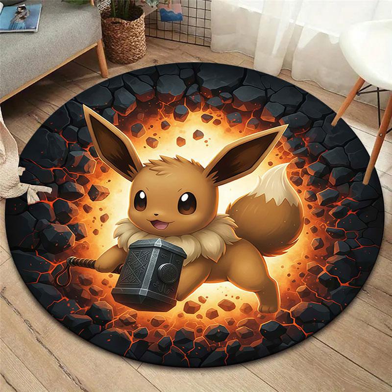 Cartoonflames Round Area Rug,Carpet Rug for Living Room Bedroom Sofa Playroom Decor,Non slip Floor Mat
