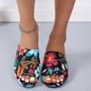 Floral Print Peep Toe Sandals for Women Summer New Fashion Chunky Heel Wedge Shoes Women's Casual Outdoor Slippers Sandalias