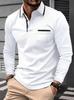 Men's New Cross-border Fashion Lapel Collage Button Men's Casual Sports Long Sleeved Polo Shirt