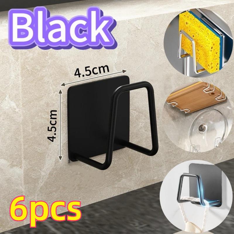 1-10pcs Kitchen Stainless Steel Sponge Holder Sink Self Adhesive Drain Drying Rack Household Wall Hooks Kitchen Accessories