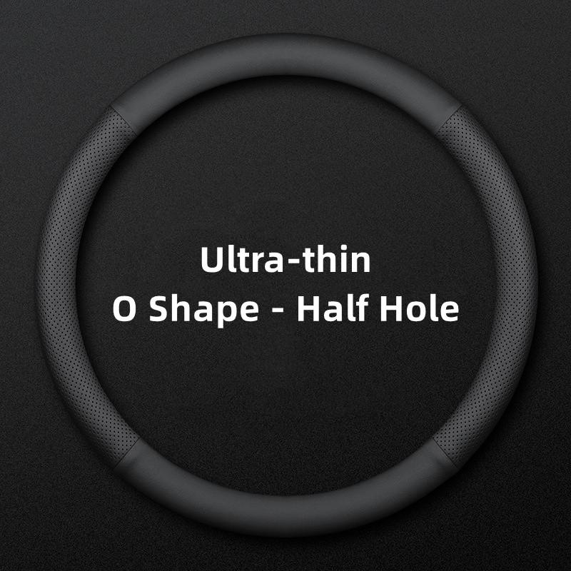 Vollleder-Abdeckung für alle Jahreszeiten Auto-Lenkradabdeckung Ultradünn Rutschfest D-Form Atmungsaktiv Auto-Lenkradschutz