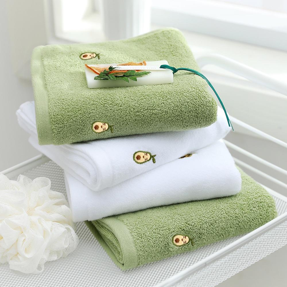 Cotton Avocado Banana Towel Embroidered Soft Absorbent Skin Friendly Face Hand Towels for Adults Kids Bathroom Beach Spa
