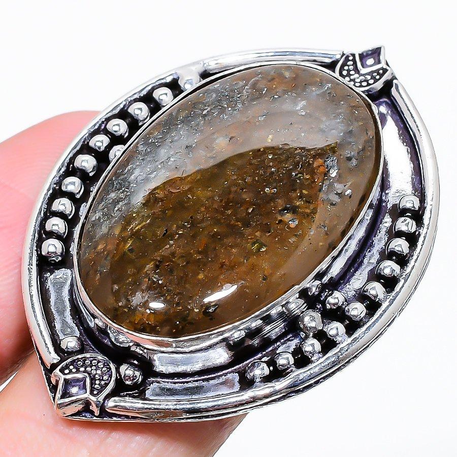 

Natural Lodolite Quartz Gemstone 925 Sterling Silver Gift Ring Size 6 c6E50