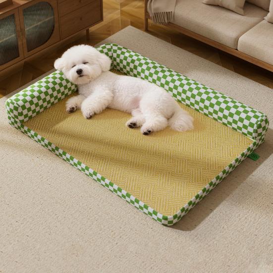 Dog Cooling Mat Summer Cat Bed with Neck Support Pillows Cool Sleeping Mat with Removable Washable Cover for Cats Puppies Small Dogs