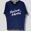 Maison Kitsune Signatiure Logo T-Shirt French Japanese Designer Tee Fashion and Music Blend Clothing Blue Large