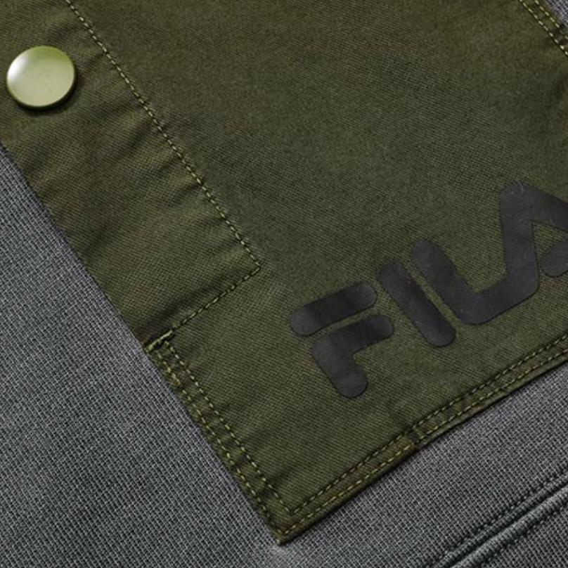 Fila Fusion Street Sport Color Block Pocket Knit Pullover Sweatshirt Men Sweatshirt Deep-Black T11M241205F-BK