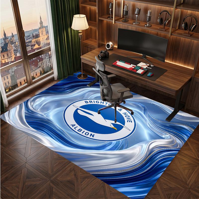 Brighton & Hove Albion Football Print Crystal Velvet Rug, Comfortable Water Absorbent Non Slip Indoor Floor Carpet