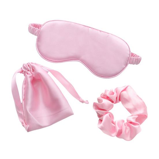 

Набір шовкових сатинових масок для сну Регульована контурна пов язка на очі з сумкою для зберігання Портативна маска для сну в літак для подорожей Літак Дім рожевий