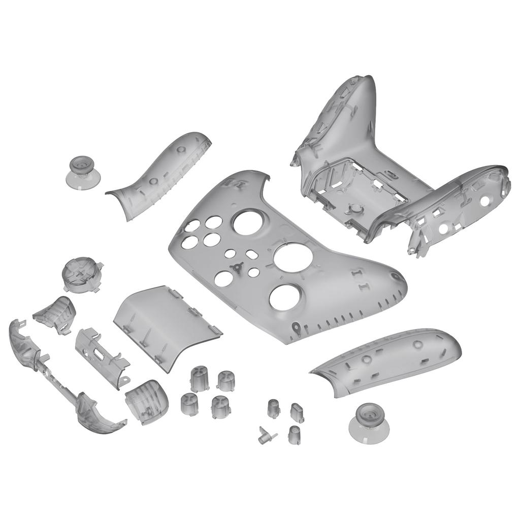 eXtremeRate Full Shell Button Set for Xbox Series X S Clear Replacement Side Rail Grip Front Backplate Cover for Xbox Core Wireless Controller Not &