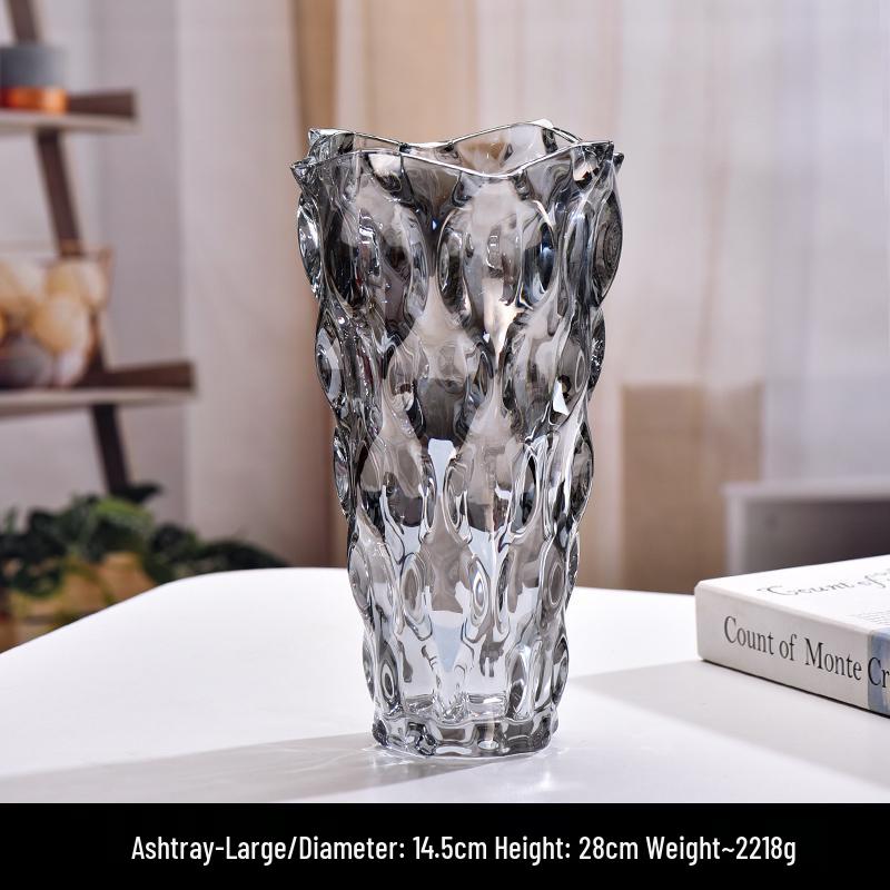 Vază Nordică din Sticlă de Cristal, Diametru Mare pentru Flori Proaspete și Plante Verzi, Decor Elegant pentru Casă și Hotel.