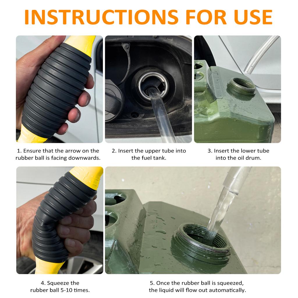 Siphon Hand Pump, Portable High Flow Manual Car Fuel Transfer Pump with 3.2 Ft Syphon Hose for