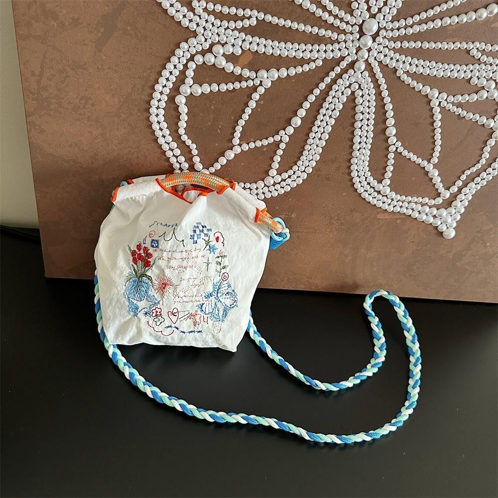 Stylish 45301 Ins Mini Oxford Bag With Charming Embroidery For Daily Essentials Mini White Heart