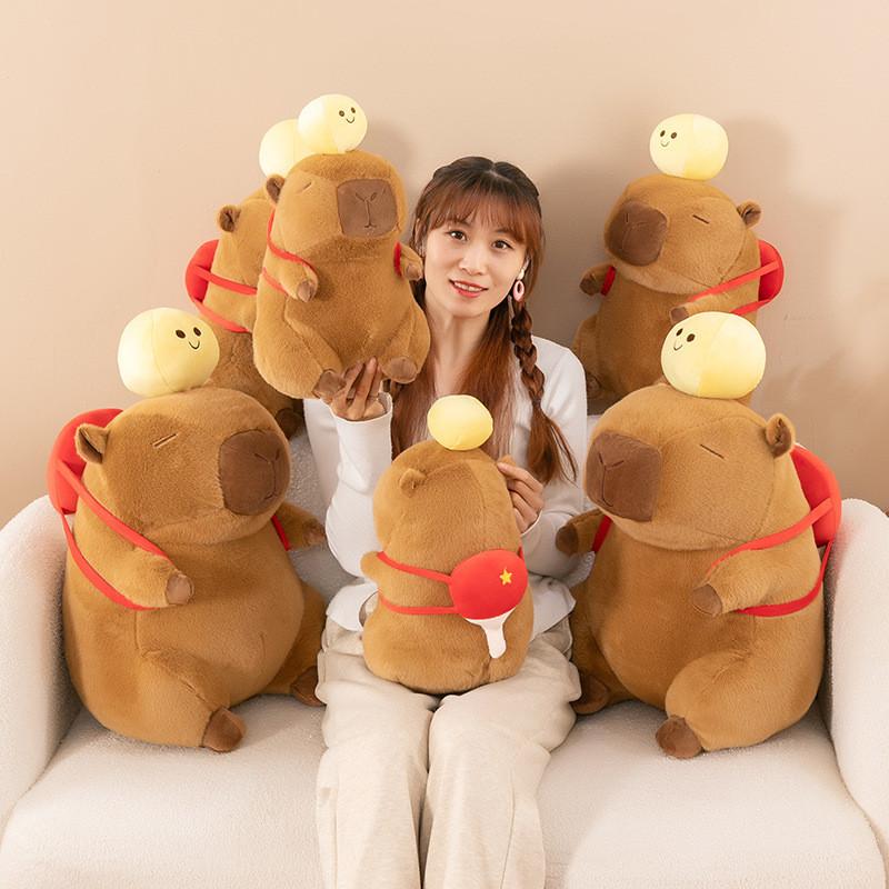 Table Tennis Capybara Backpack Plush Toy Cartoon Children Birthday Doll Gift