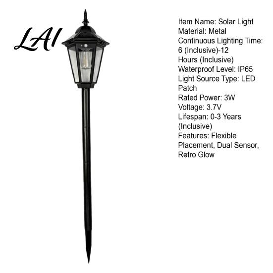 Energy Saving Outdoor Light Solar Vintage Garden Stake Light Motion Sensor Pathway