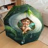 1 Stück Feenblume Automatisches Öffnungs-/Schließschirm mit Winddichtigkeit, Stabiles Dach mit 8 Speichen, Langlebige Speichen, Modisches Design, Outdoor-Accessoire, Lustiger Druck, Hol