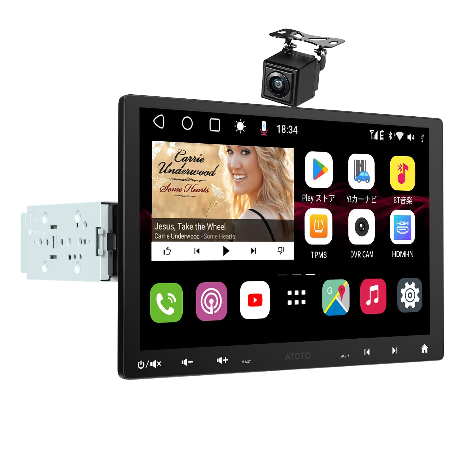 

дюйм ATOTOZONE S8 2DIN 1DIN плаваючий Android автомобільний навігаційний дисплей 4G великий бездротовий CarPlay Android 36EQ AI з камерою заднього виду зовнішній мікрофон