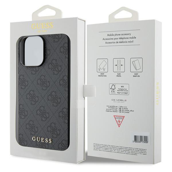 Guess Guhcp15Lg4Gfgr Iphone 15 Pro 6.1 Szary/Grey Hard Case 4G Metal Gold Logo