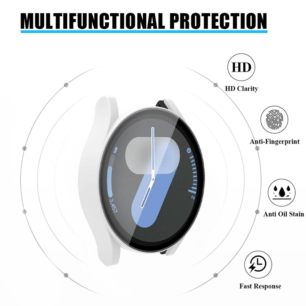 Case+Glass Cover for Samsung Galaxy Watch7 40mm 44mm Screen Glass Cover Samsung Protective Case Bumper Waterproof