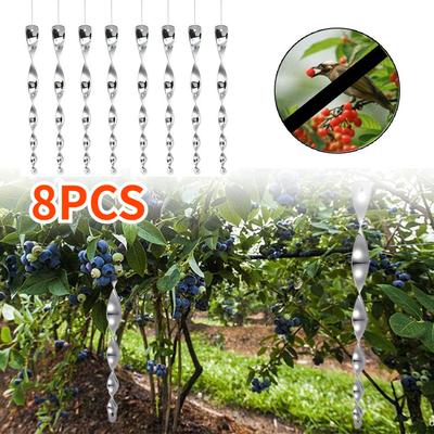 8pcs Bird Repellent Reflective Rods 30cm Scare Birds Repeller Wind Spiral Rotating Rod Hanging Ornaments for Home Garden Decor