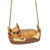 Garden Dog Statue Outdoor Resin Swing Ornament Hanging Decoration Home Bulldog Animal Gift Yello  Brown