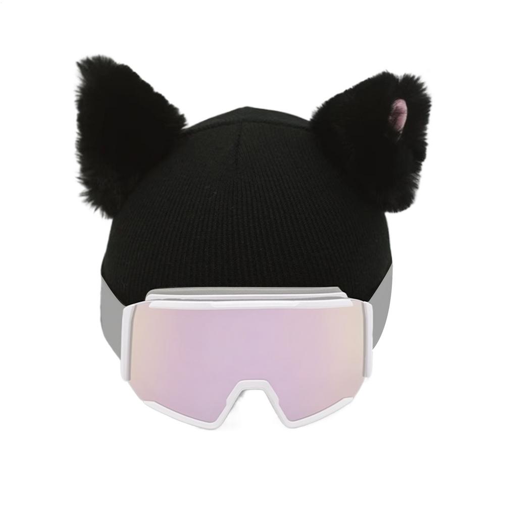 

Cute Plush Headgear Cover Cute Cat Ears Headgear Cover for Ski Winter Sport Headwear Fuzzy Headgear Protector Decorative Cover чорний