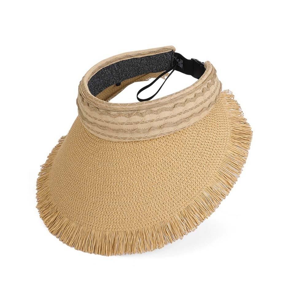 Portable Straw Visor Cap Solid Color Sunscreen Empty Top Hat Folding Sunshade Hat  Travel