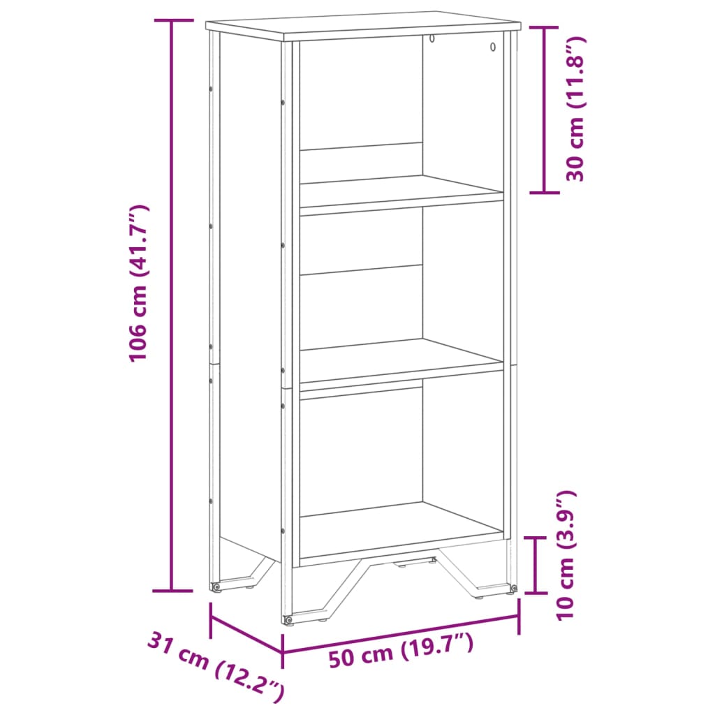 Bookshelf Gray Sonoma 50x31x106 cm Particleboard