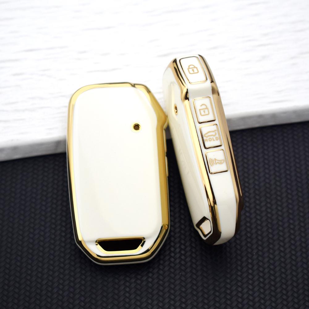 4 Buttons Full Protection TPU Car Key Fob Cover for Kia Sportage K5 K8 Cerato Sorento Soul Ray Telluride - Key Holder Key Chain