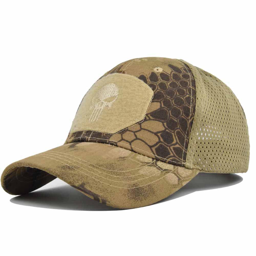 Men Women Skull Print Snapback Cap Outdoors Tactical Camouflage Mesh Baseball Caps Male Summer Sport Hiking Trucker Sunshade Hat
