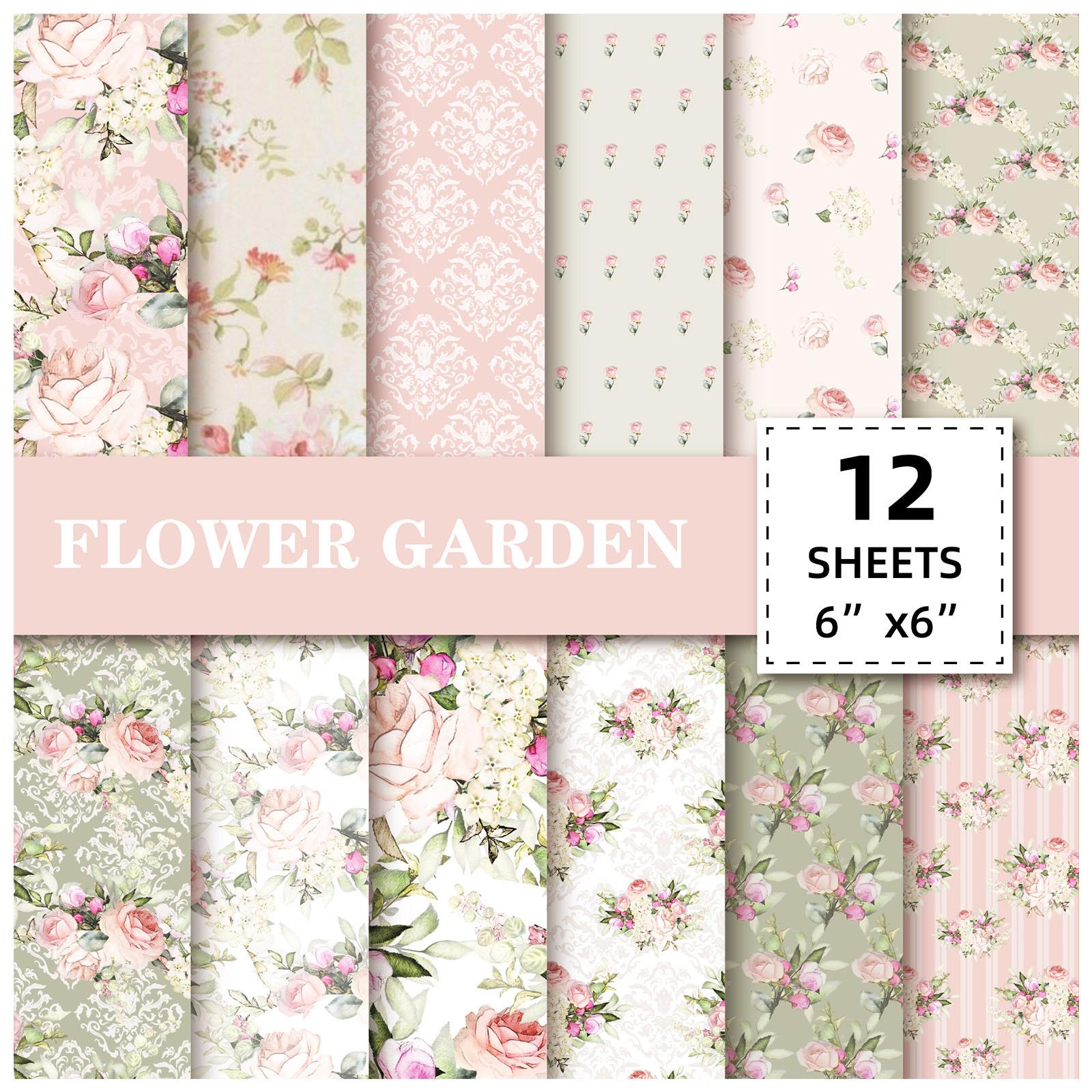 

12 Sheets/Pack Of Material Paper Valentine S Day Diy Hand Account Background Paper Fresh Pastoral Flowers Western Flower Pattern Decorative Paper 15cm*15cm