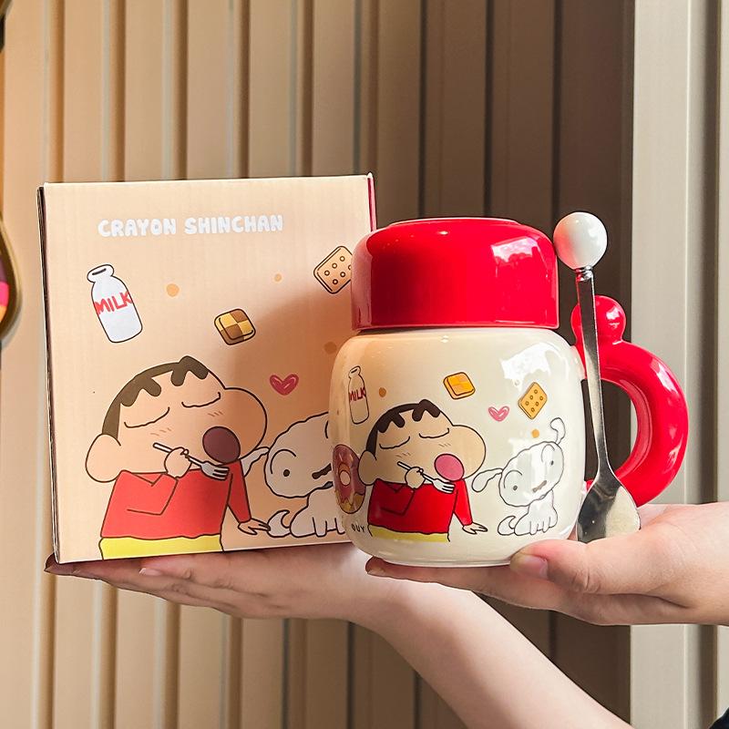 Kredka Xiaoxin Czajnik Ceramiczny Wysokiej jakości kubek z pokrywką Uroczy kubek na kawę/wodę o dużej pojemności Prezent urodzinowy