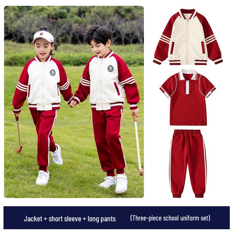 Girls' Kindergarten Spring & Autumn Academic-Style Three-Piece School Uniform Set