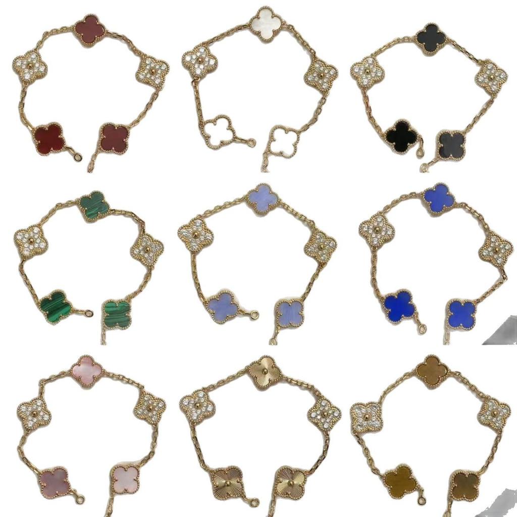 Nouă Versiune Brățară Trifoi cu Patru Foi Cinci Flori Agat Roșu Natural Sidef Alb Brățară Dama Brățară Laser