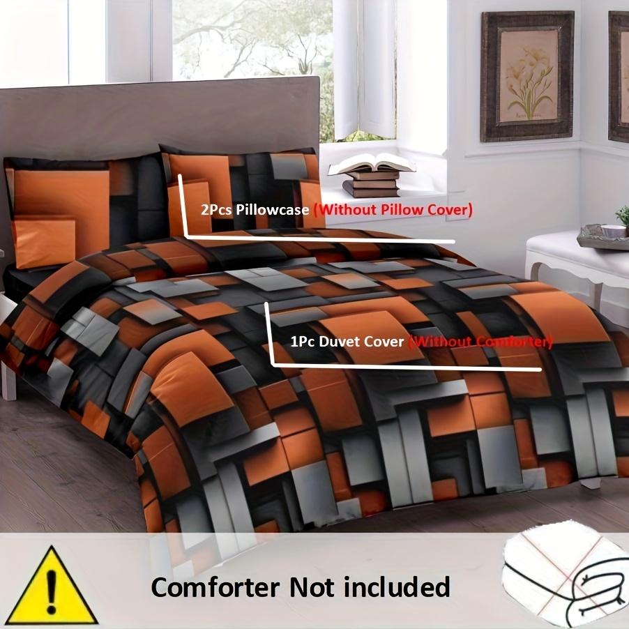 3PCS Duvet Cover No Filling Abstract Dynamic Style Geometric Block Printed Bedding Sets Queen King Size Mimalist Room Decor