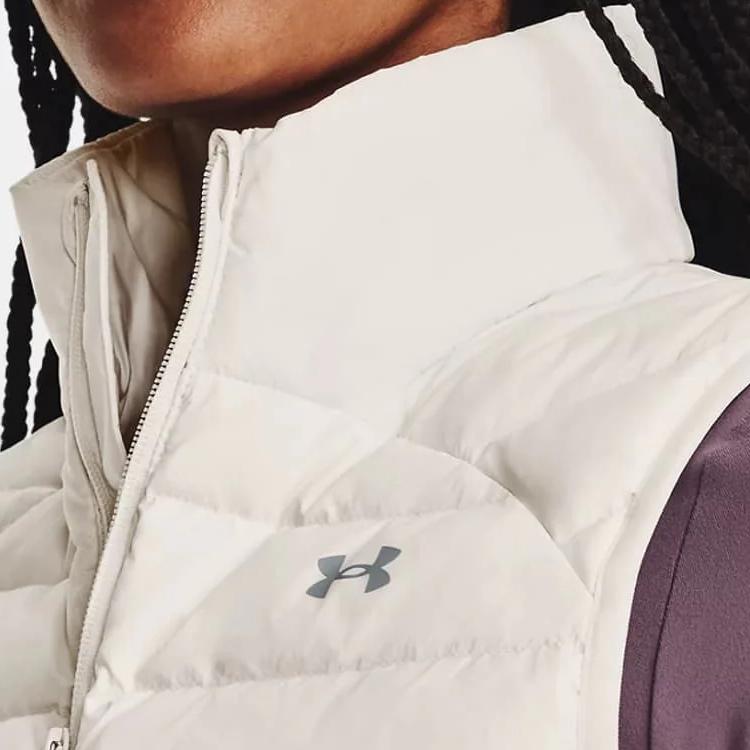 Under Armour Storm Armour Solid Color Training Sports Stand Collar Down Vest Women Vests White 1372647-112