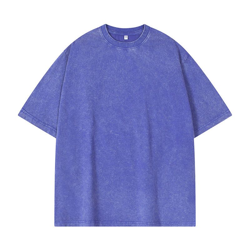 Foreign Trade Export Surplus Stock, Summer New Style, Washed and Distressed, Heavyweight 230g, Unisex Couple Short-Sleeve T-Shirt, Trendy