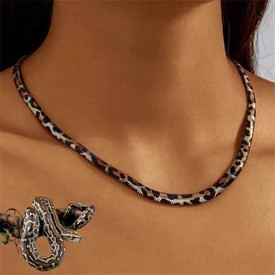 Boa Constrictor Halskette Leopardendruck Choker Schmuck für Damen Mädchen Sexy Kette Accessoire Geschenk