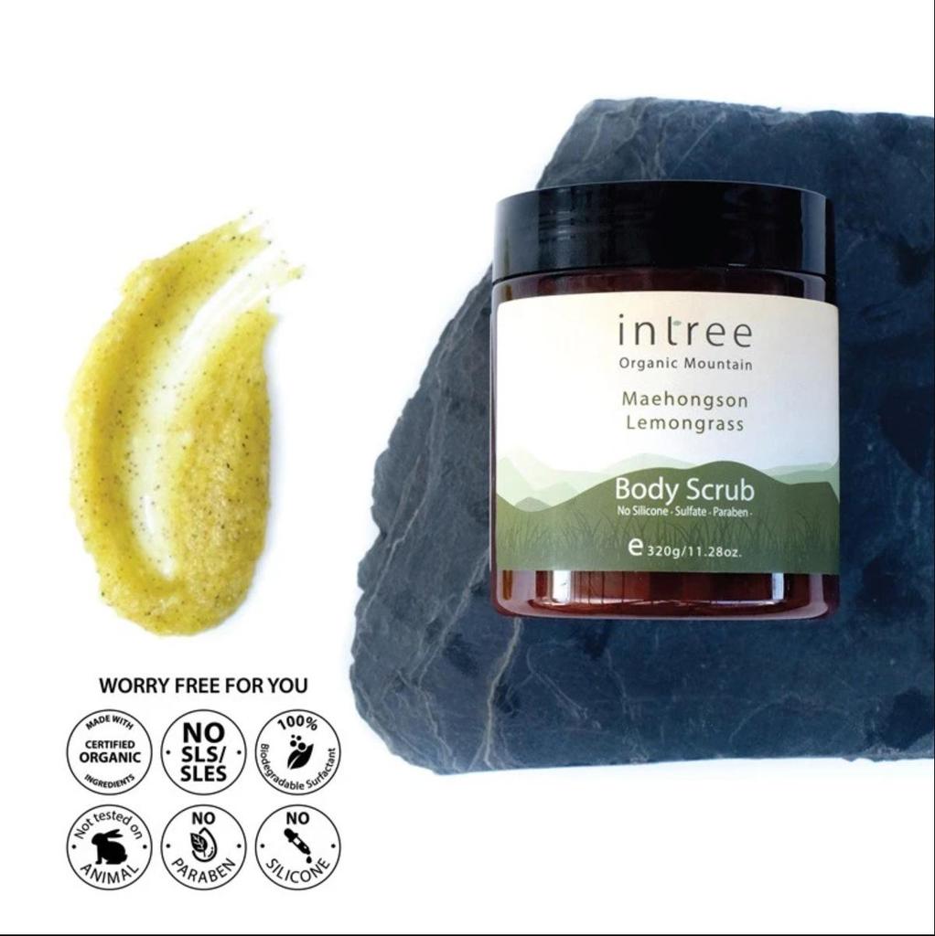 Phutawan Intree Organic Mountain Maehongson Zitronengras-Körperpeeling 320 ml.