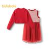 Balabala Girls' Knitted Mesh Two-Piece Dress Set