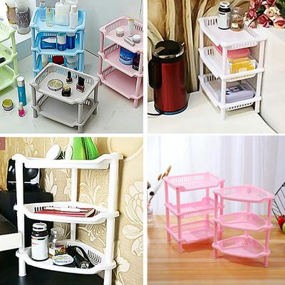 3-lagiger quadratischer dreieckiger Eck-Badezimmer-Aufbewahrungsständer, Toilettenartikelhalter, Organizer