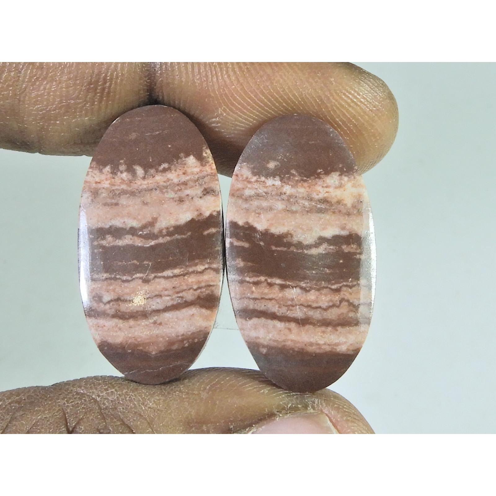 14X28X04 MM Natural Zebra Jasper Matched Pair Oval Cabochon Loose Gemstone B-261